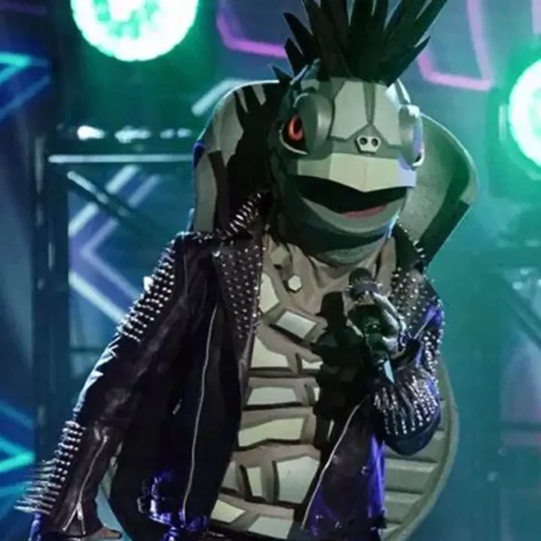  Turtle Masked Singer Spikes Black Leather Jacket