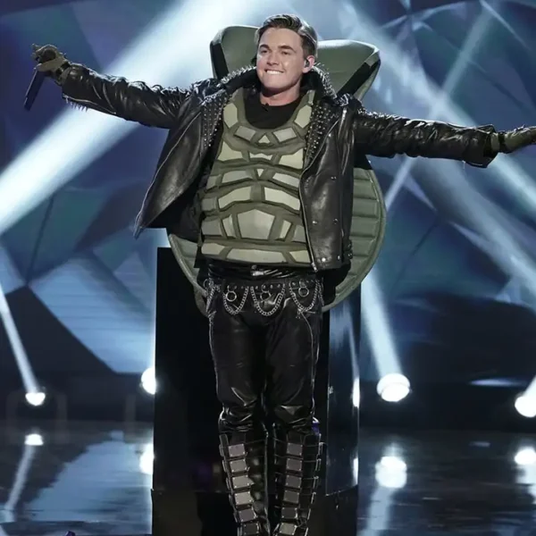 Turtle Masked Singer Spikes Black Leather Jacket
