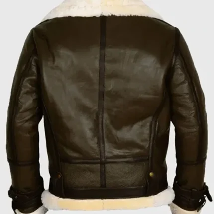 Terry Army B-3 Shearling Green Leather Aviator Jacket