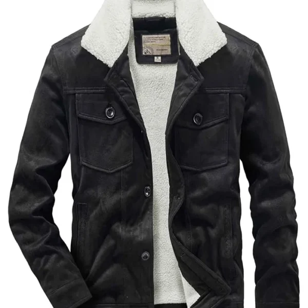Love Life Augie Black Suede Sherpa Trucker Jacket