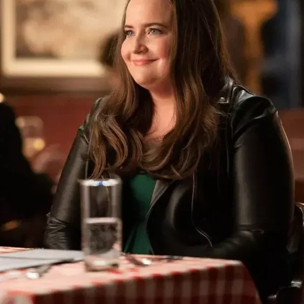  Annie Easton Shrill Season 03  Black Leather Jacket