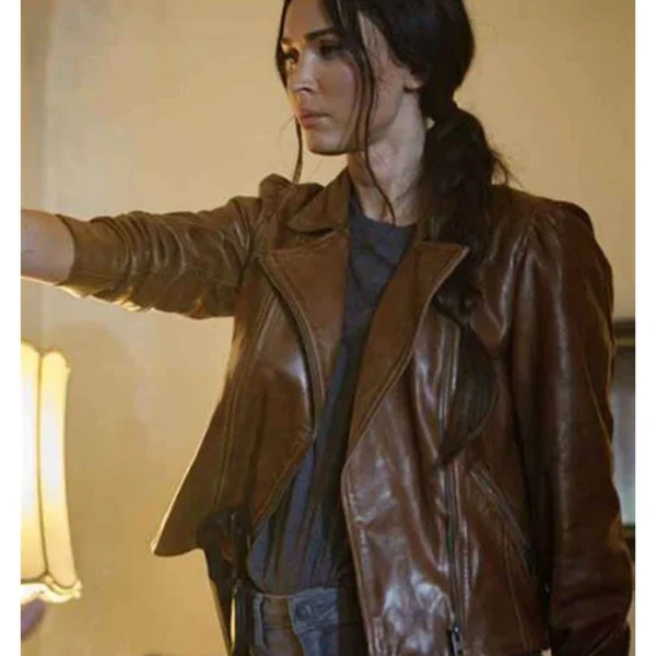  Megan Fox Midnight in the Switchgrass Leather Black Jacket