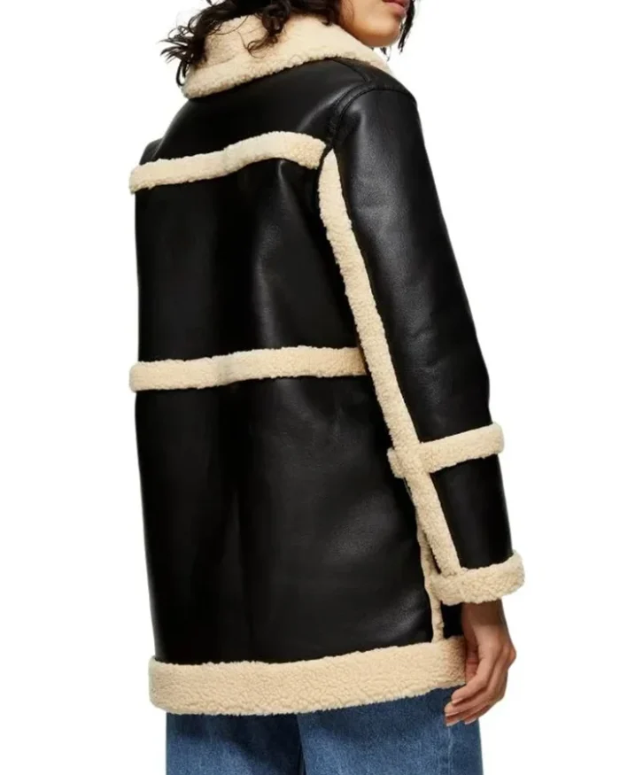 The Young And The Restless Jordan Black Leather Shearling Fur Coat