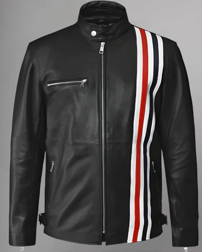 Venom 2 Eddie Brock Stripes Cafe Racer Leather Jacket