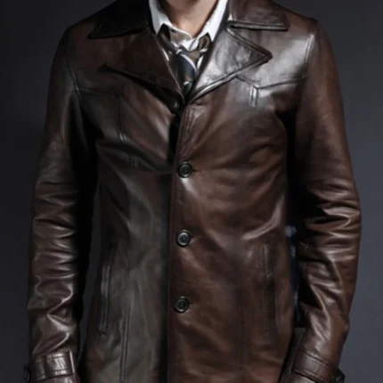 Vintage Brown Leather Blazer Jacket