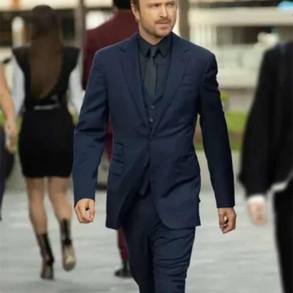 Westworld S03 Aaron Paul Blue Notch Collar Blazer Suit