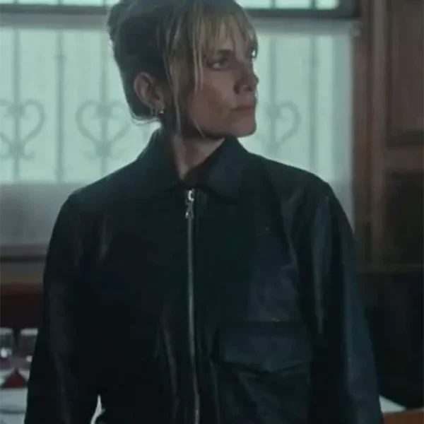 Wingwomen 2023 Mélanie Laurent Black Leather Jacket