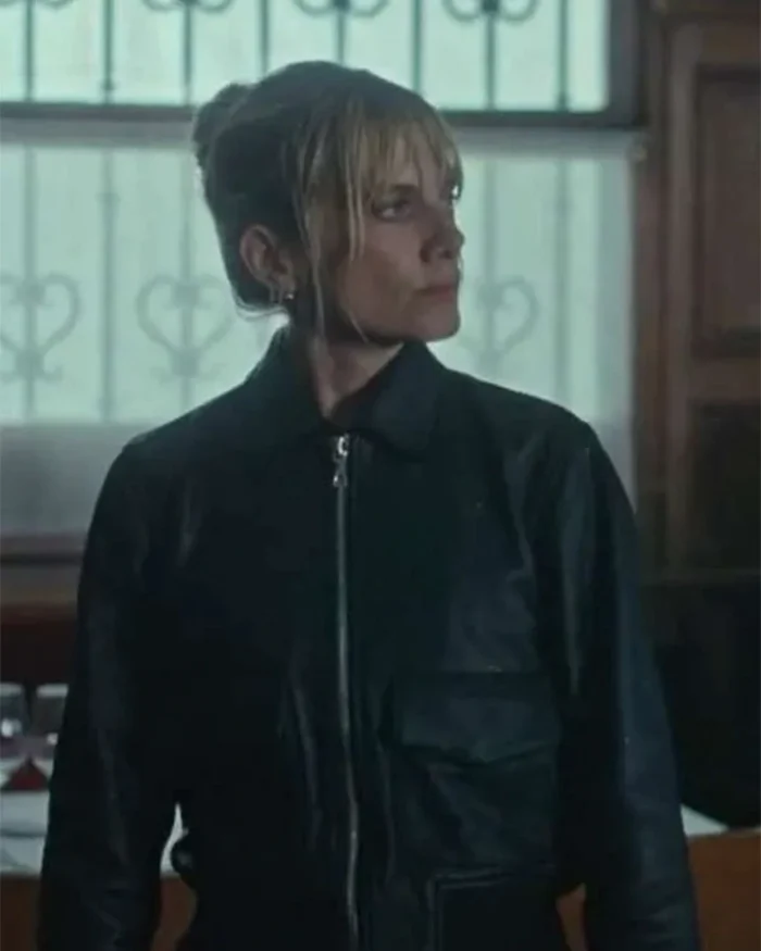 Wingwomen 2023 Mélanie Laurent Black Leather Jacket