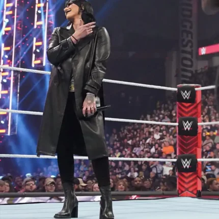 WWE Raw Rhea Ripley Black Leather Coat