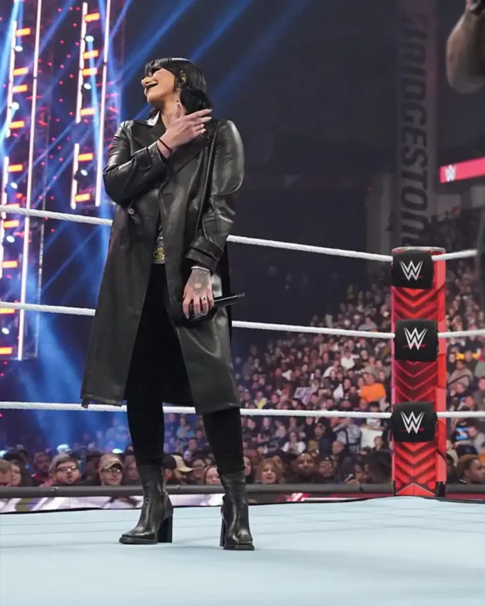 WWE Raw Rhea Ripley Black Leather Coat