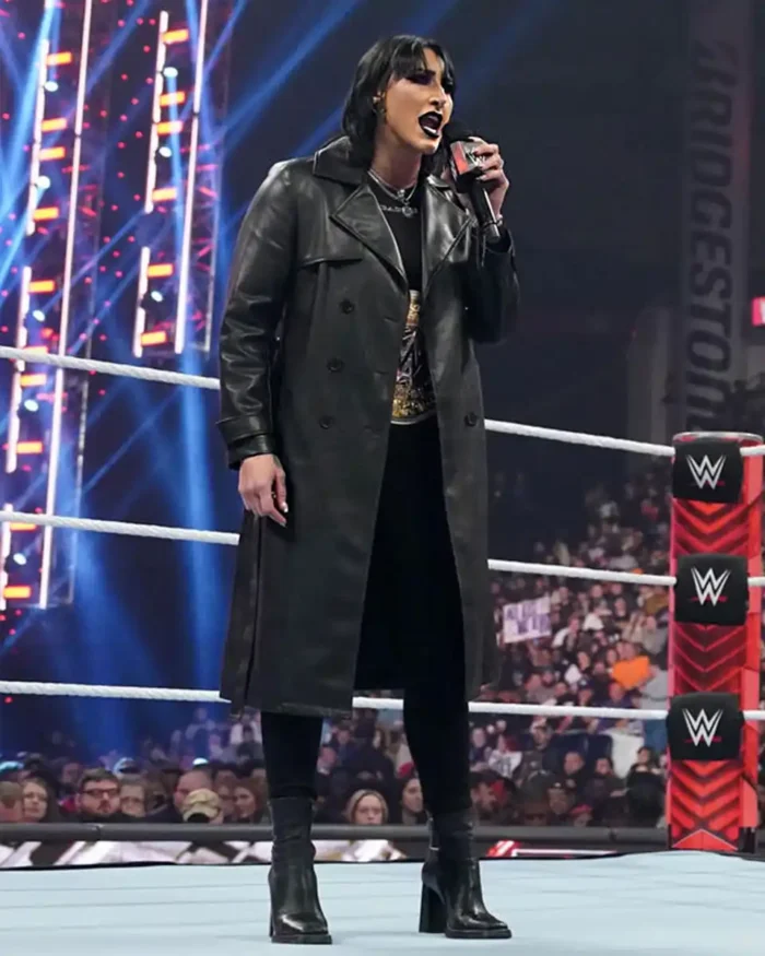 WWE Raw Rhea Ripley Black Leather Coat