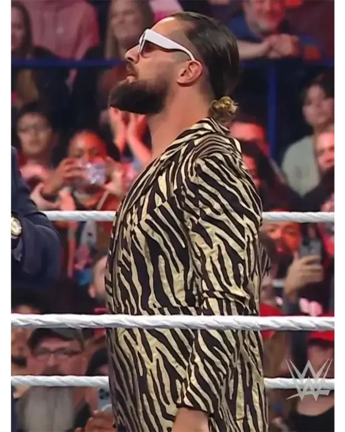 WWE Raw Seth Rollins Gold Zebra Printed Jumpsuit