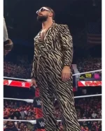 WWE Raw Seth Rollins Gold Zebra Printed Jumpsuit