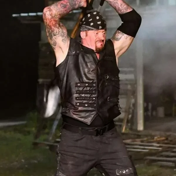 WWE Wrestlemania 36 Undertaker Black Leather Vest