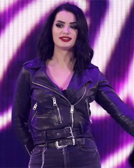 WWE Wrestler Paige Black Biker Leather Jacket