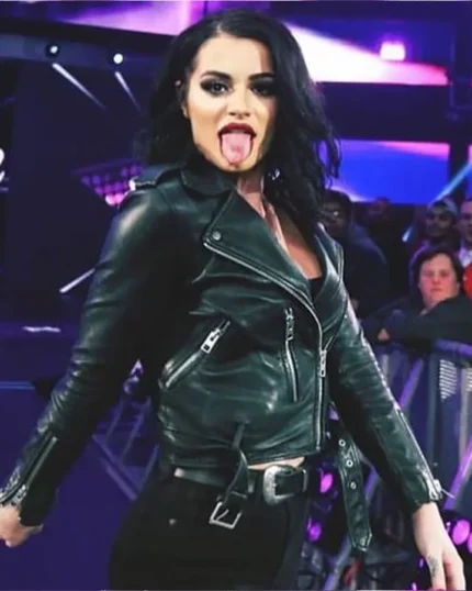 WWE Wrestler Paige Black Biker Leather Jacket