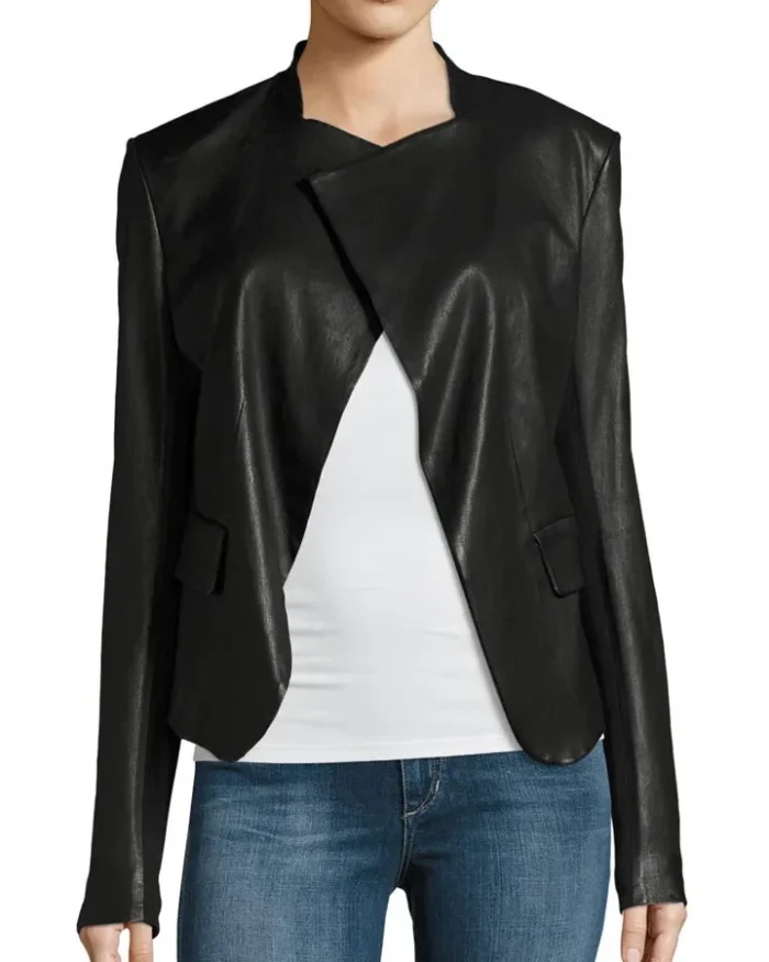 Dinah Drake Arrow TV Series Black Drape Jacket