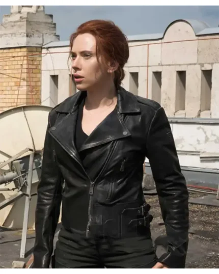 Black Widow 2021 Natasha Romanoff Biker Leather Jacket