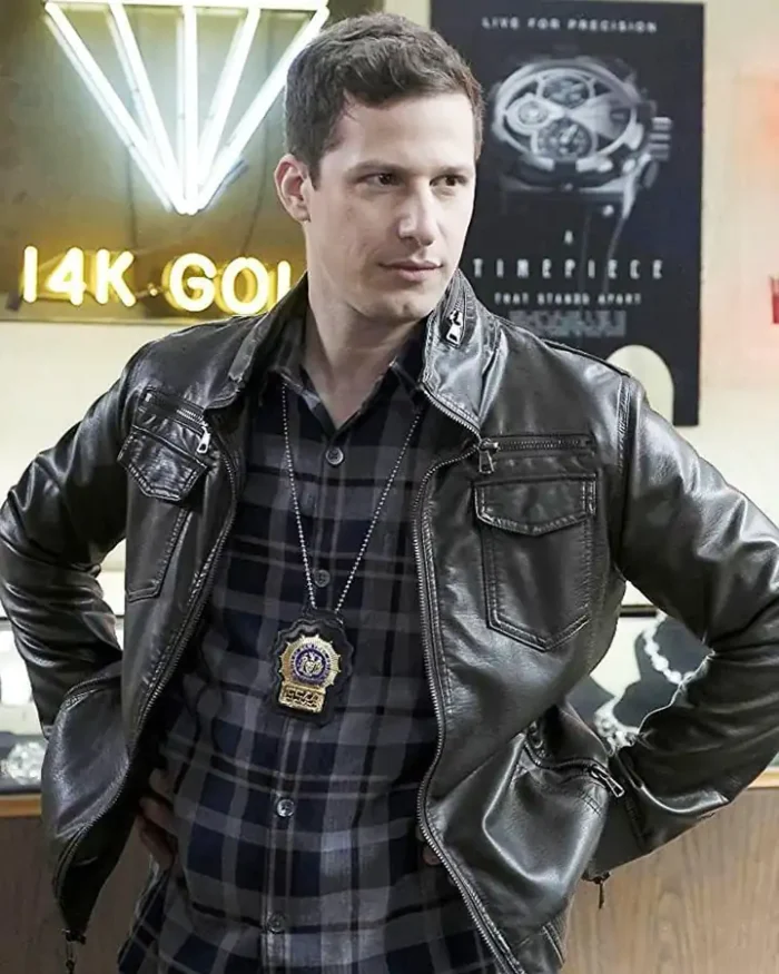 Andy Samberg Brooklyn Nine-Nine Jake Peralta Black Leather Jacket