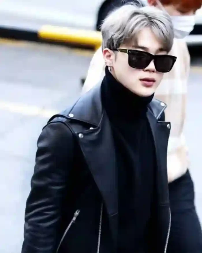 BTS Member Jimin Black Leather Jacket