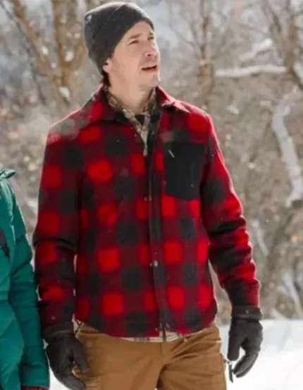 Christmas With The Campbells Justin Long Red Plaid Jacket