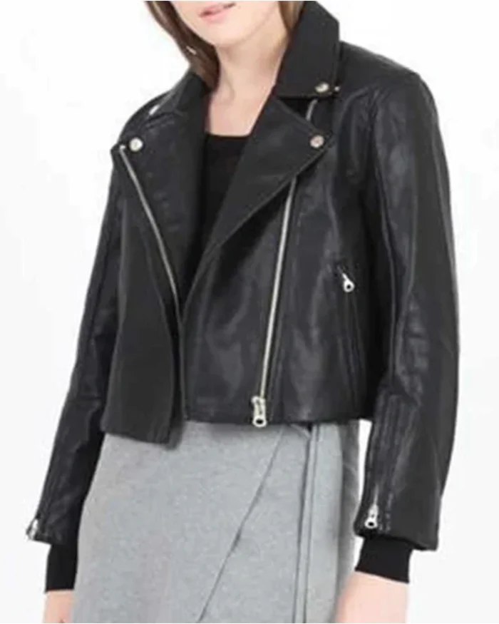 Dear White People Logan Browning Black Leather Cropped Jacket