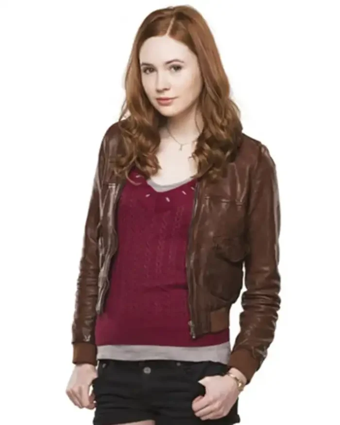 Amy Pond Doctor Who Season 5 Karen Gillan Brown Leather Jacket