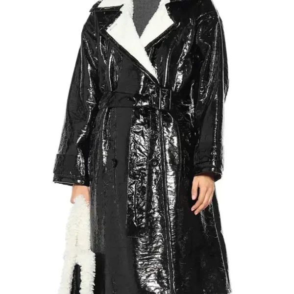 Dynasty S03 Alexis Carrington Leather Mid Length Coat