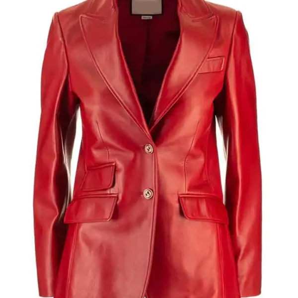 Dynasty S04 Fallon Carrington Red Leather Blazer