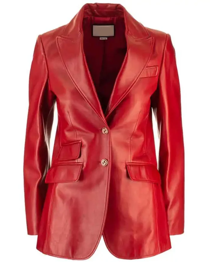 Dynasty S04 Fallon Carrington Red Leather Blazer