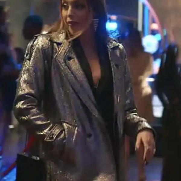 Fallon Carrington Dynasty S03 Silver Metallic Coat