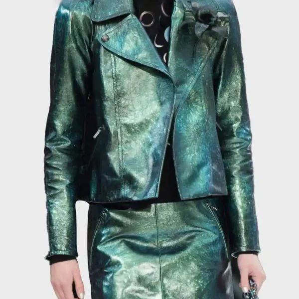 Emily In Paris Emily Cooper Moto Green Jacket