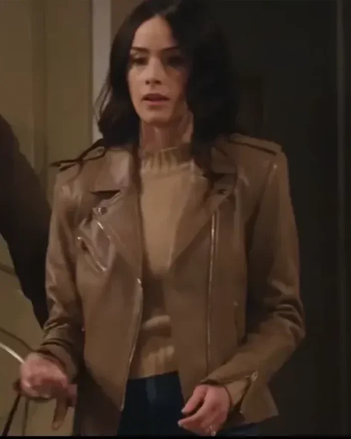 Extended Family S01 Abigail Spencer Brown Biker Leather Jacket