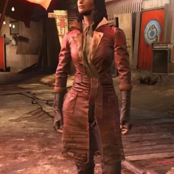 Fallout 4 Piper Brown Leather Trench Coat