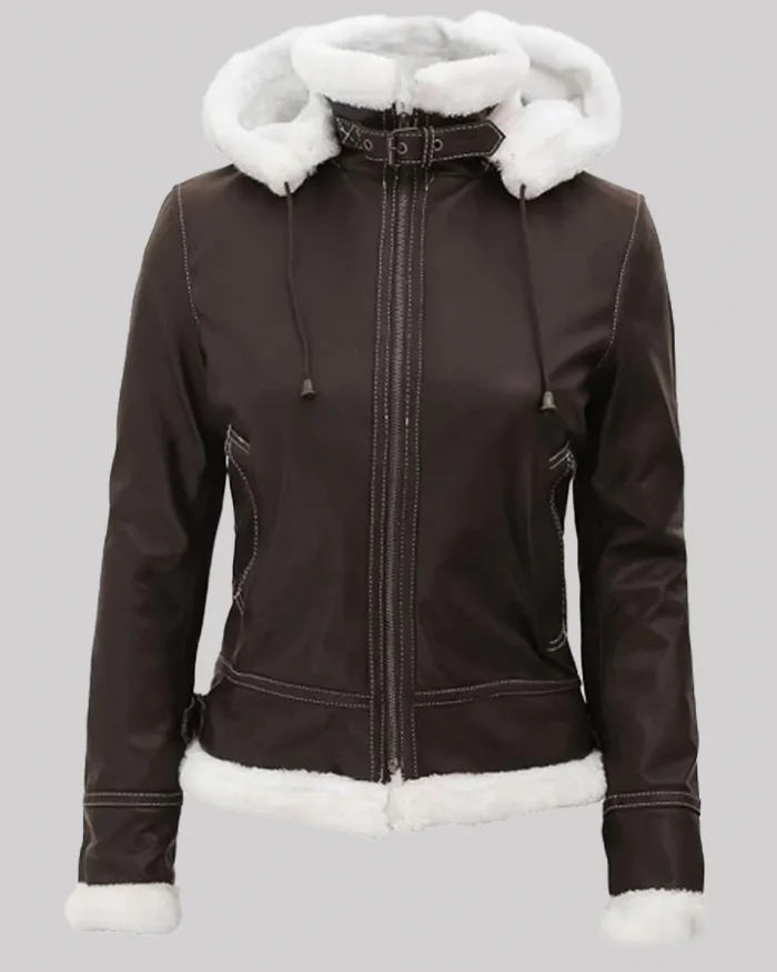 Jasmine Dark Brown Jacket with hood