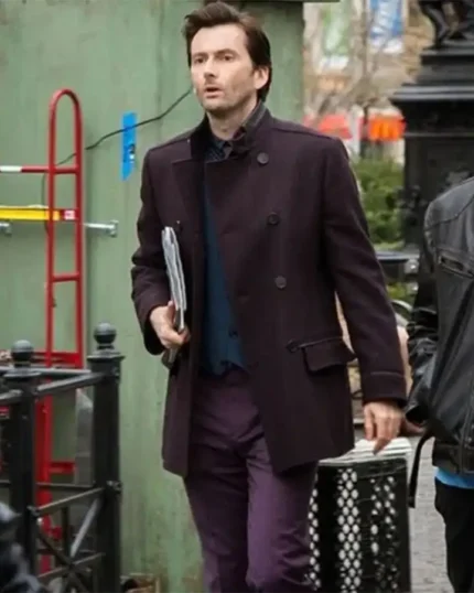 David Tennant Jessica Jones Maroon Peacoat Coat