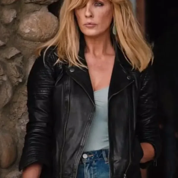  Kelly Reilly Yellowstone S4 Beth Dutton Black Leather Jacket