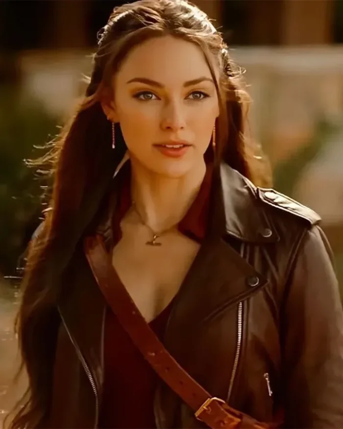 Legacies S04 Danielle Rose Russell Biker Brown Jacket