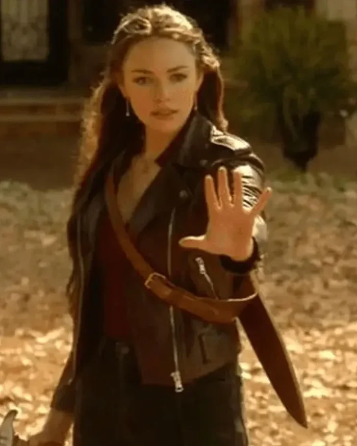 Legacies S04 Danielle Rose Russell Biker Brown Jacket