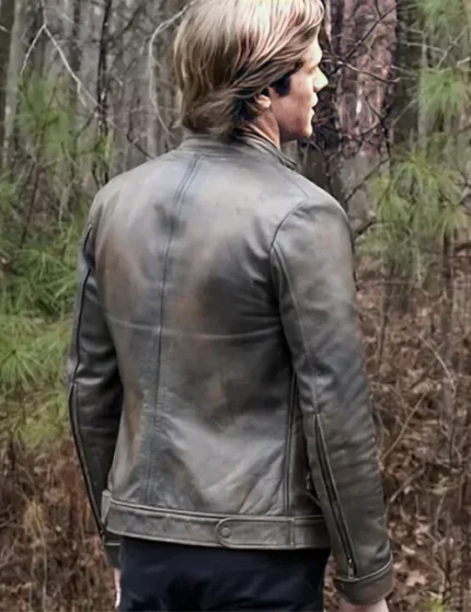 Angus MacGyver Distressed Silver Brown Leather Jacket