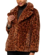 Aria Genuine Mink Fur Leopard Print Coat
