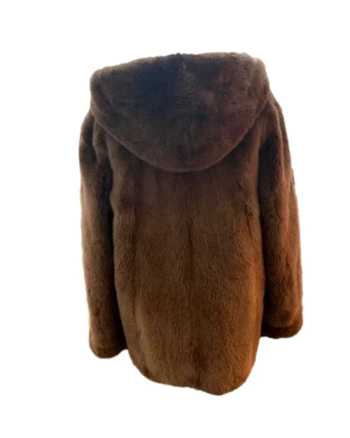 Mens Brown and Beige Colorblock Mink Fur Jacket