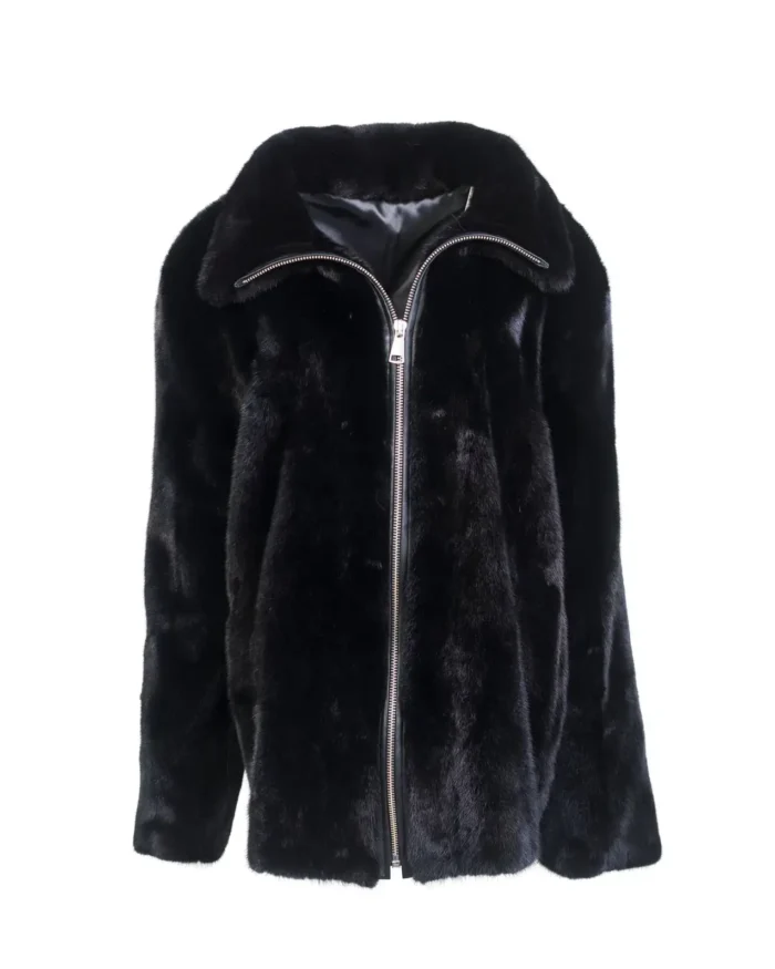 Mens Classic Cut Black Mink Fur Winter Coat