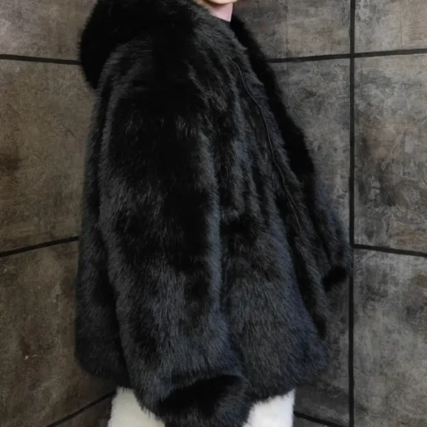 Cassius Genuine Mink Fur Removable Sleeves Black Coat