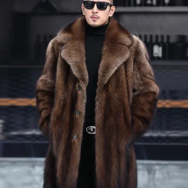 Jaxon Genuine Mink Fur Brown Coat