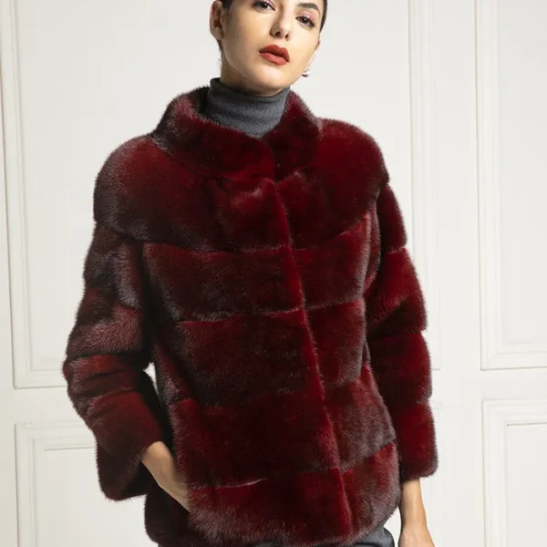 Tristan Mink Fur Maroon Coat