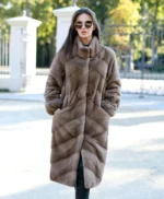 Regina Grey Mink Fur Long Coat