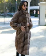 Regina Grey Mink Fur Long Coat