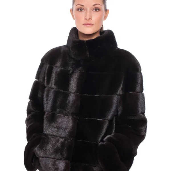 Deanna Mink Fur Stylish Black Coat