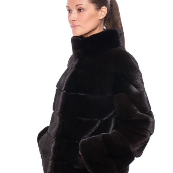 Deanna Mink Fur Stylish Black Coat
